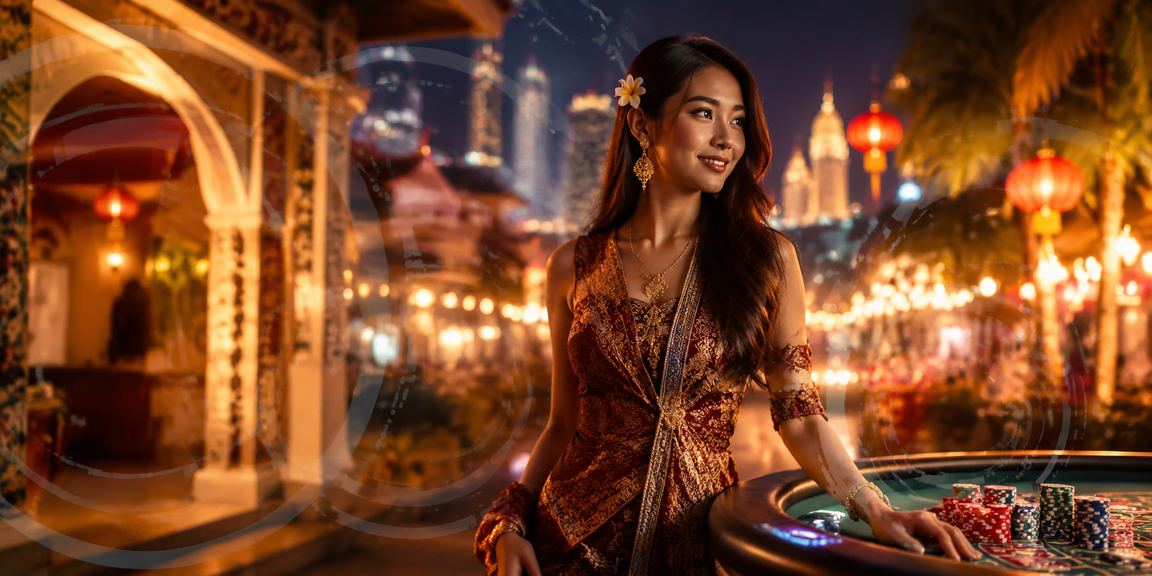 Suasana hiburan kasino mewah bergaya Melayu di Kedah dengan permainan blackjack dalam talian