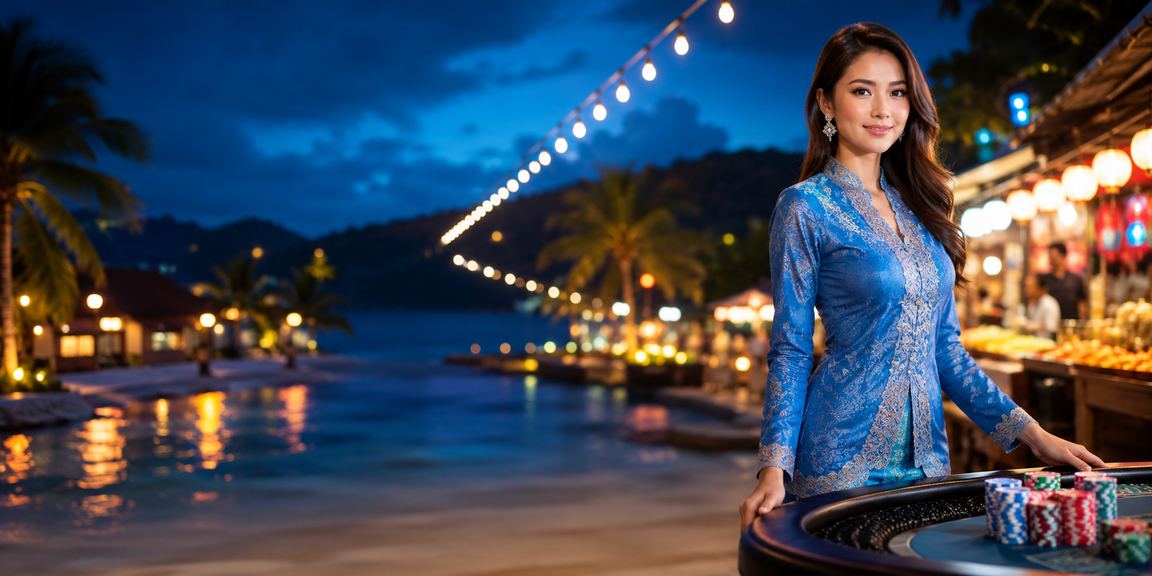Suasana hiburan kasino mewah bergaya baju kurung di Langkawi dengan permainan meja yang meriah